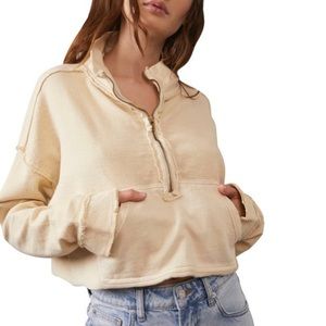 NEW Free People Half-Zip Cotton Pullover